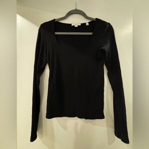Vince black cotton long sleeved tee